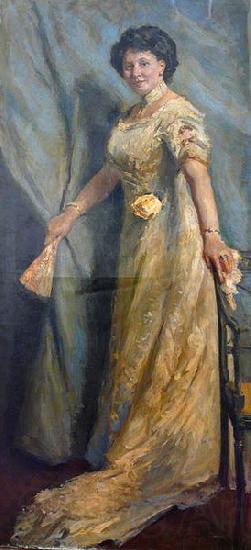 Max Slevogt Dame in gelbem Kleid mit gelber Rose Norge oil painting art